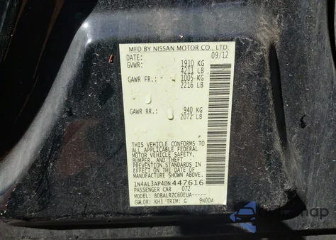 2013 Nissan Altima 2.5 S z USA, uszkodzony, nr VIN 1N4AL3AP4DN447616